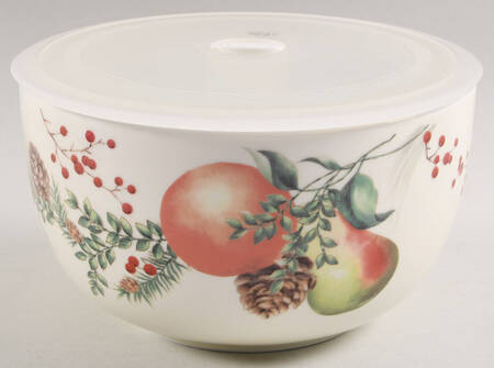 Williamsburg Boxwood & Pine Large Ceramic Bowl & Plastic Lid