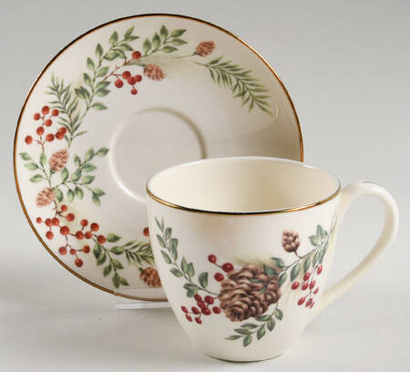 Williamsburg Boxwood & Pine Flat Cup & Saucer Set