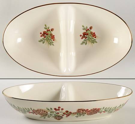 Williamsburg Boxwood & Pine Oval Divided Server by Lenox