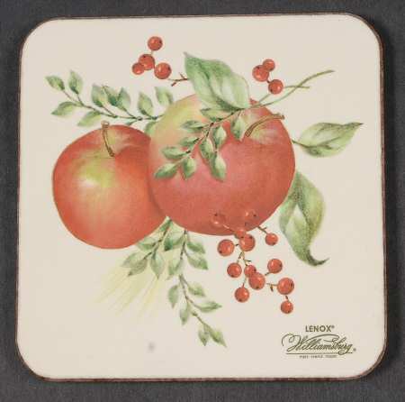 Williamsburg Boxwood & Pine Square Corkback Coaster