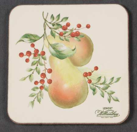 Williamsburg Boxwood & Pine Square Corkback Coaster