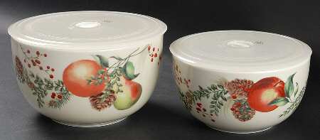 Williamsburg Boxwood & Pine Ceramic Bowl Set (BO2SL,BOW2CS)
