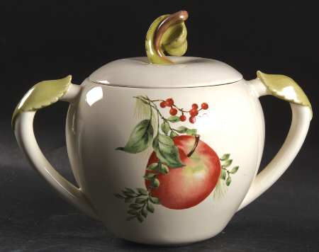 Williamsburg Boxwood & Pine Sculpted Sugar Bowl & Lid by Lenox