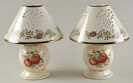 Williamsburg Boxwood & Pine Tea Light Lamps & Shade - Set of 2