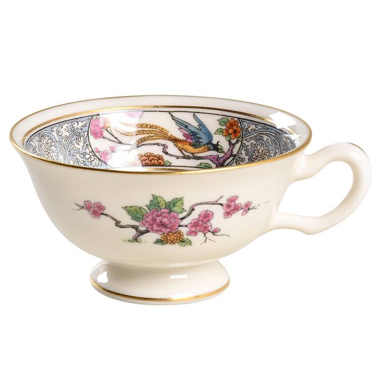 Ming-Birds (Newer, Cream, Gold Backstamp) Footed Cup