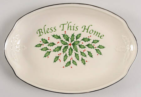 Holiday Platinum Oval Bread Tray by Lenox