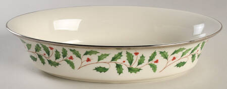 Holiday Platinum 10" Oval Vegetable Bowl by Lenox