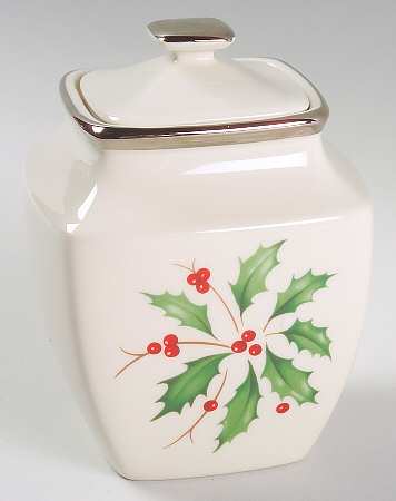 Holiday Platinum Square Sugar Bowl & Lid by Lenox