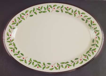 Holiday Platinum 16" Oval Serving Platter by Lenox