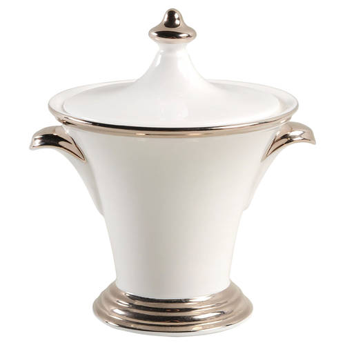 Solitaire White Sugar Bowl & Lid