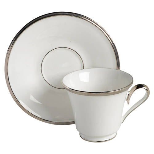 Solitaire White Footed Cup & Saucer Set
