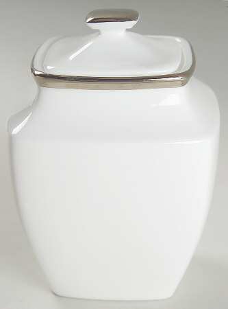 Solitaire White Square Sugar Bowl & Lid