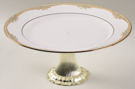 Colonial Bamboo Cake Stand with 4"-5" Metal Pedestal  Hc
