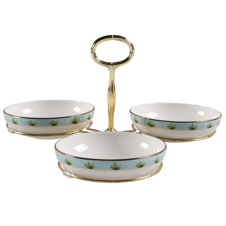 Colonial Tradewind 7" x 12" 3-Part Relish & Metal Stand (FR) HC