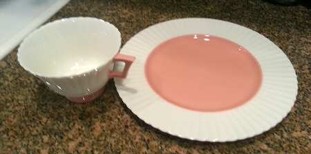 Temple (Coral Center) Footed Cup & Saucer Set