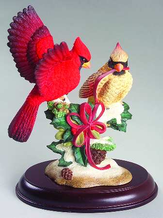 Winter Greetings Male and Female Cardinals Figurine