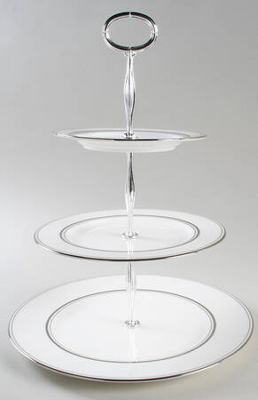 Library Lane Platinum 13 7/8"-14 1/4" 3-Tiered Serving Tray(DP,SP,BB) HC