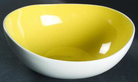 Summer Circle Yellow 10" Oval Vegetable Bowl