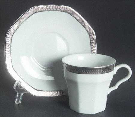 Equestrian Braid Platinum Flat Cup & Saucer Set