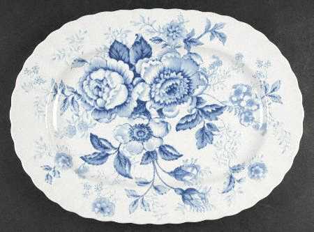 Morning Garden Blue 15" Oval Serving Platter