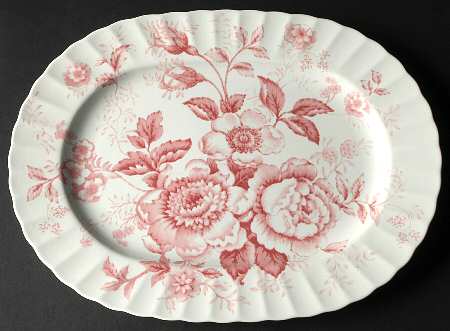 Morning Garden Red 15" Oval Serving Platter