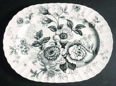 Morning Garden Black 15" Oval Serving Platter