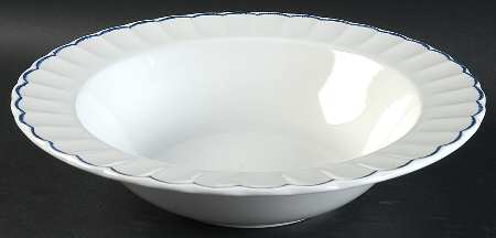 Featherstitch Blue 10" Round Vegetable Bowl