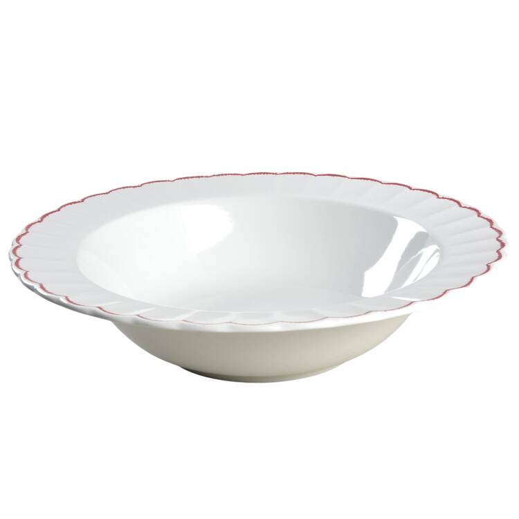 Featherstitch Red 10" Round Vegetable Bowl