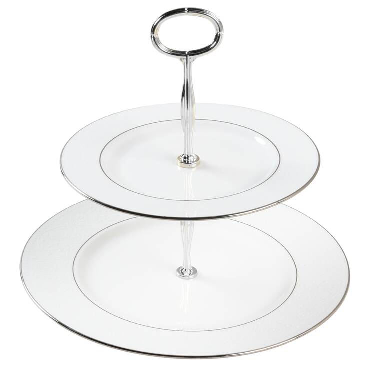 Floral Veil 6 5/8"-10"  2 Tiered Serving Tray (Dp, Sp) HC