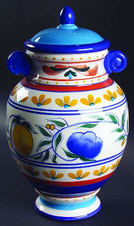 Majolica Large Canister & Lid