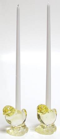 Easter Glass Chick Taper Candle Holder - Set of 2
