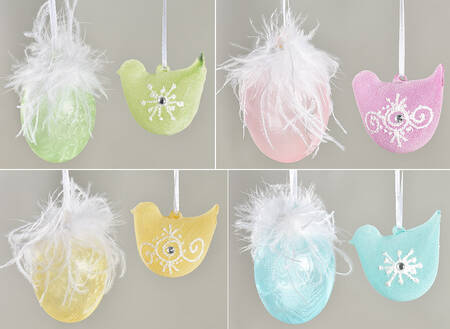 Easter Glassware Ornament - Set of 8 Motifs (4 Birds & 4 Eggs)