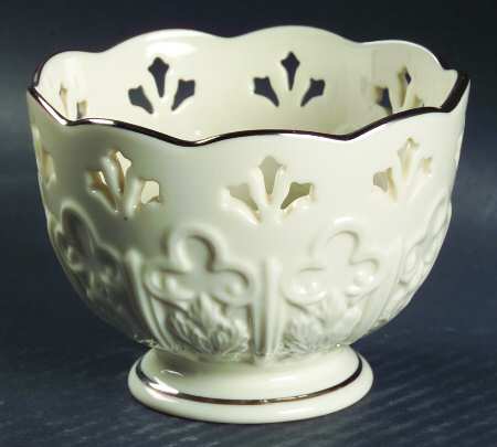 Fleur de Lis Collection Platinum Pierced Treat Bowl