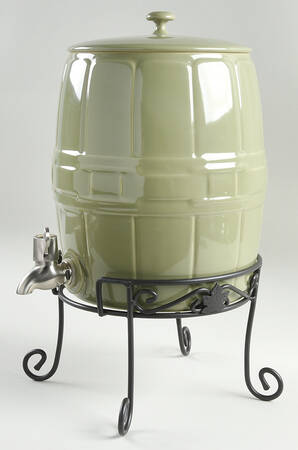 Woven Traditions Sage Beverage Server & Metal Stand by Longaberger