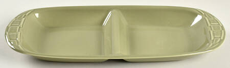 Woven Traditions Sage Oval Divided Vegetable Bowl by Longaberger
