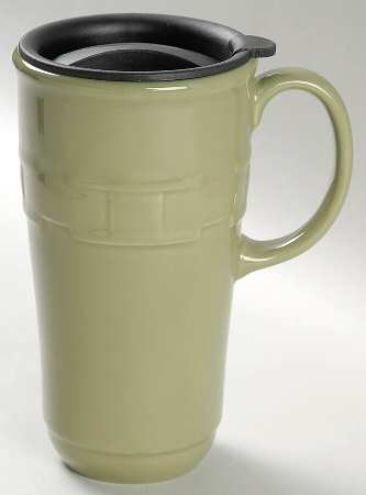 Woven Traditions Sage Travel Mug & Plastic Lid by Longaberger
