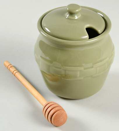 Woven Traditions Sage Honey Pot & Lid by Longaberger