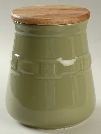 Woven Traditions Sage Kitchen Crock & Wood Lid