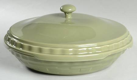Woven Traditions Sage 10" Pie Baking Plate & Ceramic Lid