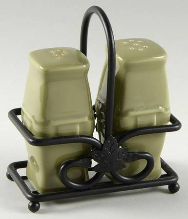Woven Traditions Sage Salt & Pepper w/Metal Stand (SAPM2)