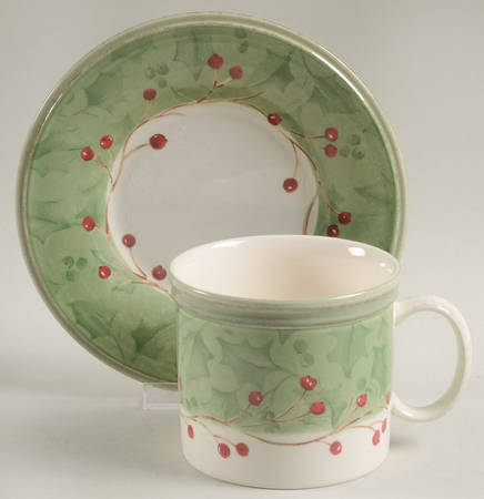 Holiday Gatherings Damask Flat Cup & Saucer Set
