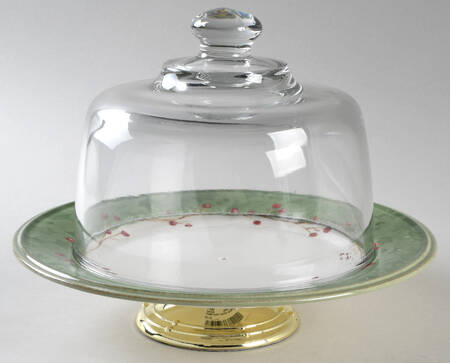 Holiday Gatherings Damask 6 1/2"-7 1/2" Footed Cheese Plate w/ Glass Dome HC