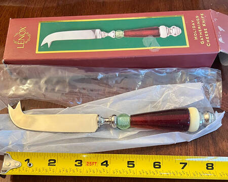 Holiday Gatherings Plaid Cheese Knife with Stainless Blade