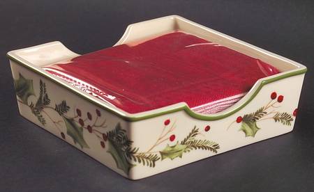 Holiday Gatherings Holiday Berry Napkin Holder/Box with Paper Napkins