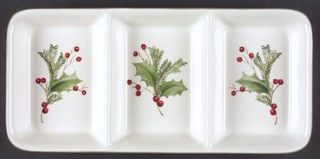 Holiday Gatherings Holiday Berry 3 Part Rectangular Divided Server