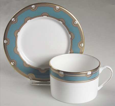 Corona Grove Aqua Flat Cup & Saucer Set