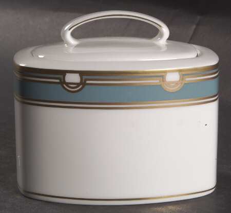 Corona Grove Aqua Sugar Bowl & Lid