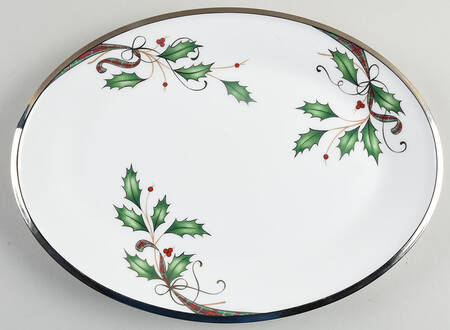 Holiday Nouveau Platinum (White) 14" Oval Serving Platter