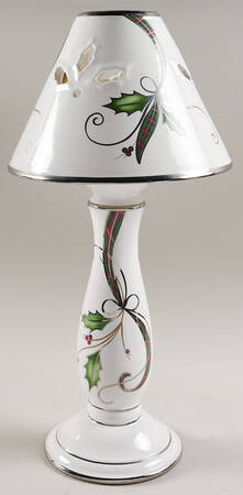 Holiday Nouveau Platinum (White) Candlestick Lamp & Shade