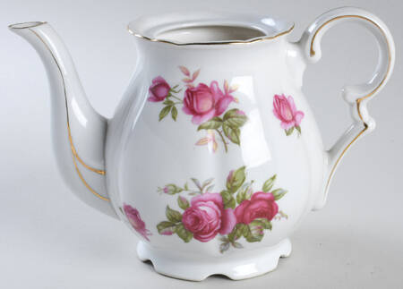 Crimson Rose-Scalloped Teapot No Lid